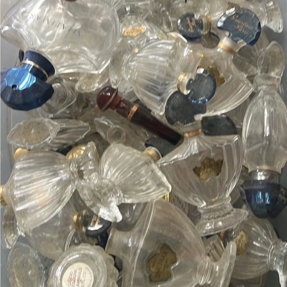 Assorted Clear and Blue Perfume Bottles- bulk